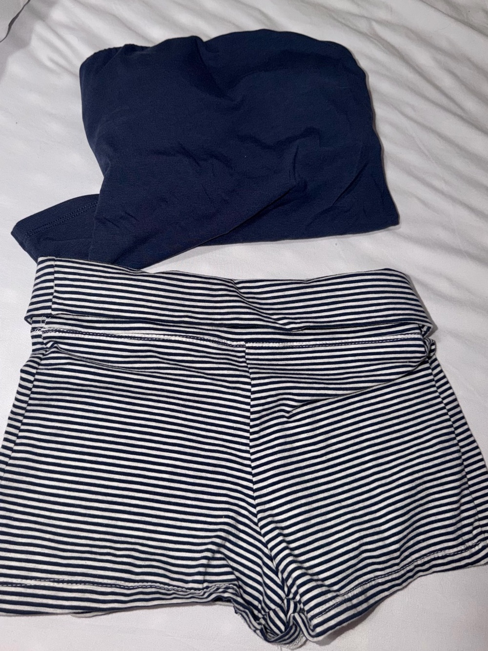 Striped Navy and White Women’s High-Waist Shorts